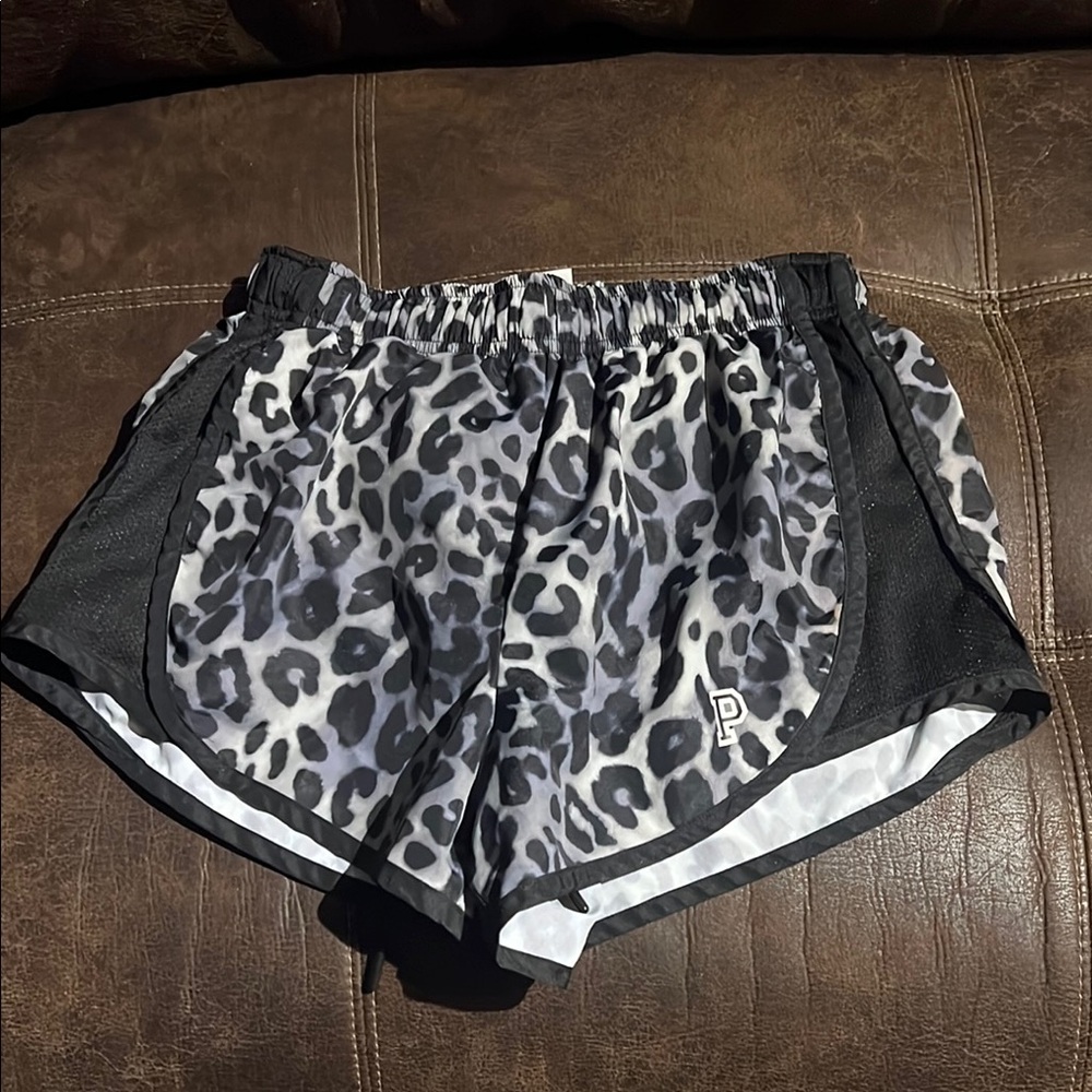 PINK Victoria's Secret Gray and Black Leopard Athletic Shorts